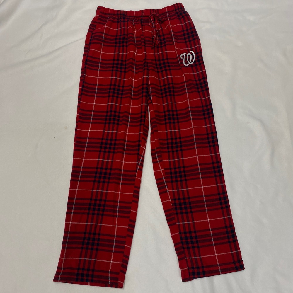 Washington Nationals MLB Mens Lounge Pajama Pants Sleepwear Plaid Red Medium